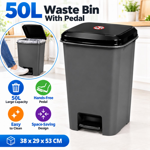 50l slim pedal bin - pedal, waste