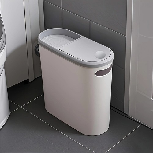 Narrow plastic waste bin with - narrow,