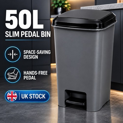 50l slim pedal bin - slim,