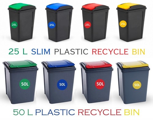 Large plastic recycling bin - large,