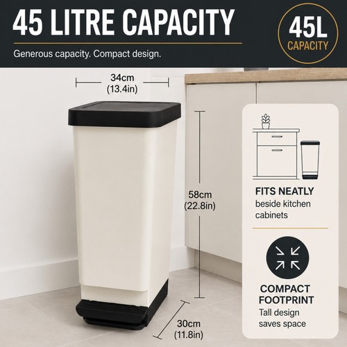 45l cream kitchen - pedal, bin