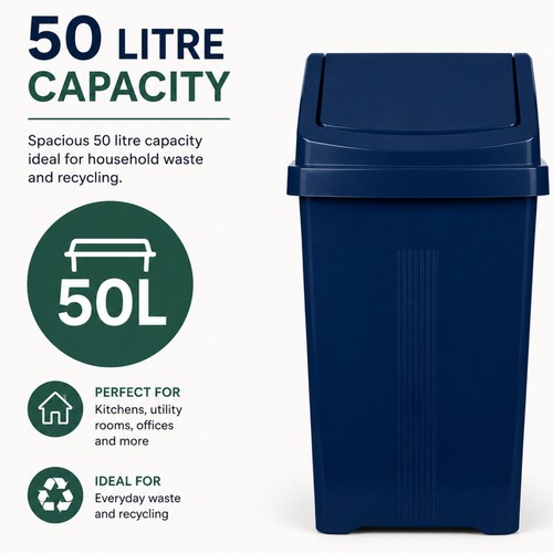 50l navy swing bin - 50l,