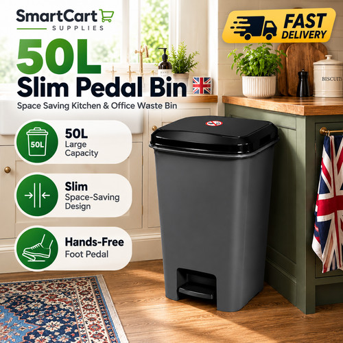 50l slim pedal bin waste - 50l,