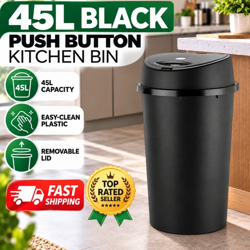 50l touch top - bin, black