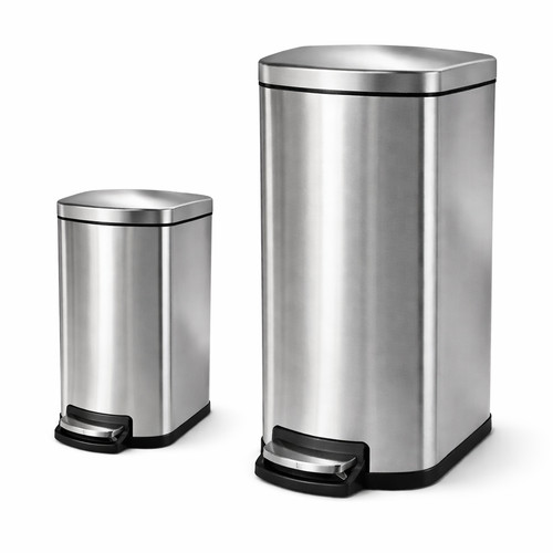 Stainless steel dustbin - stainless, soft